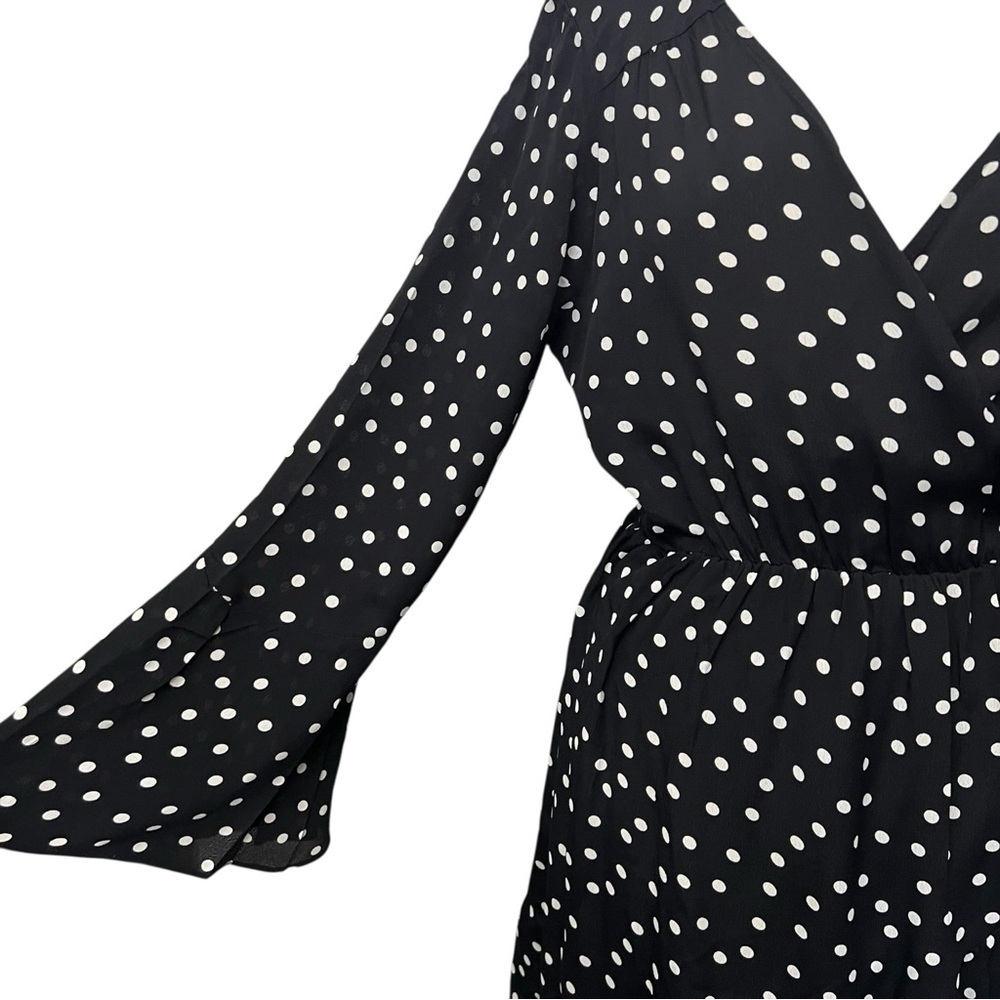 Red Haute Black White Polka Dot Ruffle Wrap Dress - Picture 5 of 9